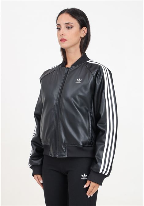 Giubbotto in pelle SST Pleather Loose nero da donna ADIDAS ORIGINALS | IY7243.